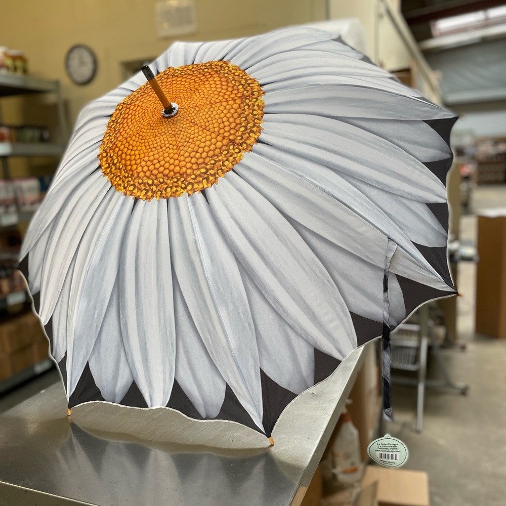 White Daisy Stick Umbrella